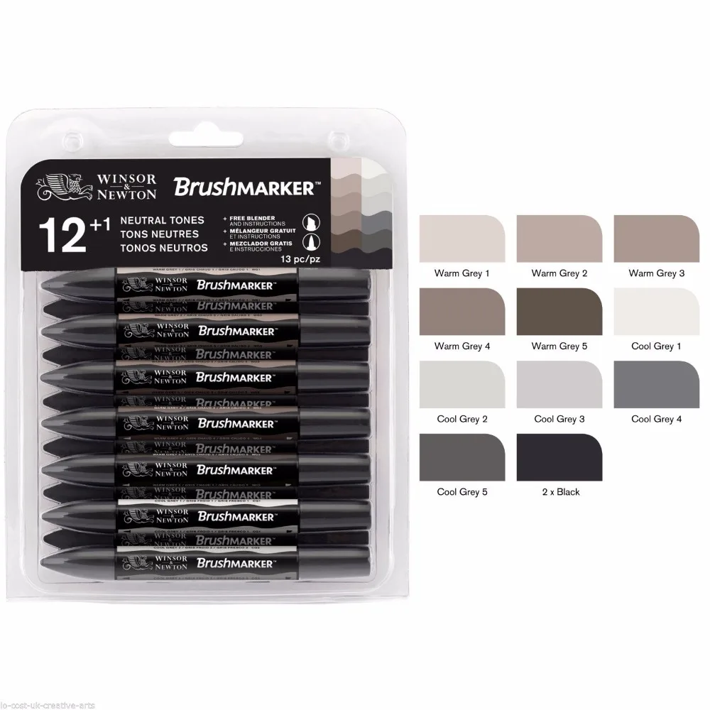 Winsor &amp Newton Brushmarker комплект 6 цветов 12 Цветов мягкой щеткой маркеры Twin Tip Mid