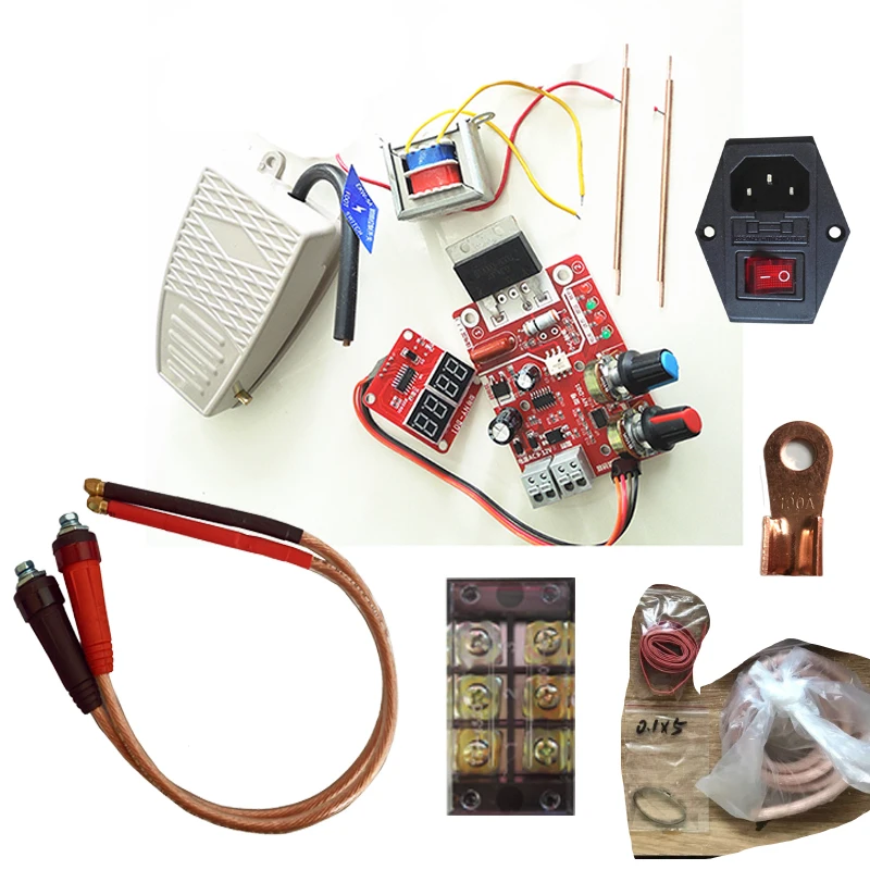 

Spot Welder Whole Sets DIY kits Assembly Welding Machine Transformer NY-D01 Controller Pins Foot Switch Copper Socket Connector