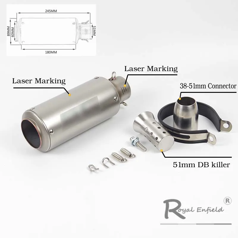 51 мм 60 мм лазерная маркировка универсальный глушитель выхлопной трубы мотоцикла подходит для большинства мотоциклов YAMAHA R25 R30 для Kawasaki Z750 Z800