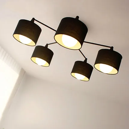 

3 / 5 / 8 Head Mordern Black /White Color Living Room Ceiling Light Cloth Restaurant Decoration Lamp AC90-260V Free Shipping