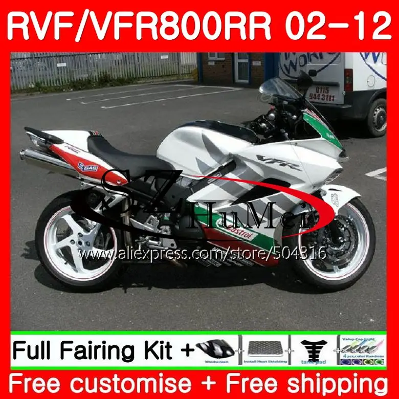 

Fairings For HONDA Interceptor Green white VFR800RR 02 03 04 05 06 07 113SH.10 VFR 800R VFR800 RR 2002 2003 2004 2005 2006 2007