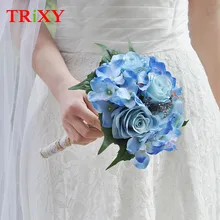 TRiXY A16 цветы свадебные аксессуары букет невесты романтический свадебный букет голубая искусственная Роза Свадебные украшения невесты