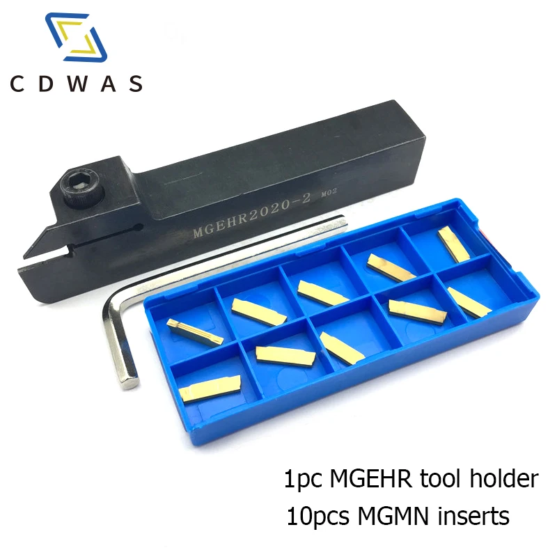 

MGEHR2020 MGEHR1616 External Grooving Tool Holder with Carbide Inserts Lathe Cutter Parting Plate Wrench Lathe Turning Tool Set