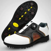 Лакированные туфли для гольфа мужская кожаная обувь со шнуровкой отправка деятельности ногтей автоматические вращающиеся шипы дышащая обувь для гольфа 001