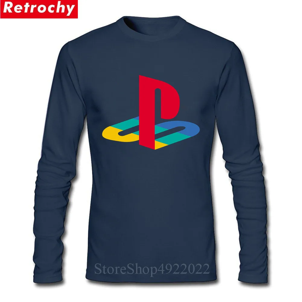 Ретро футболка с логотипом PS мужская футболка для хип хопа Xbox игры Playstation футболка мужская с круглым вырезом и длинными рукавами летние чистые хлопковые футболки в хипстерском стиле