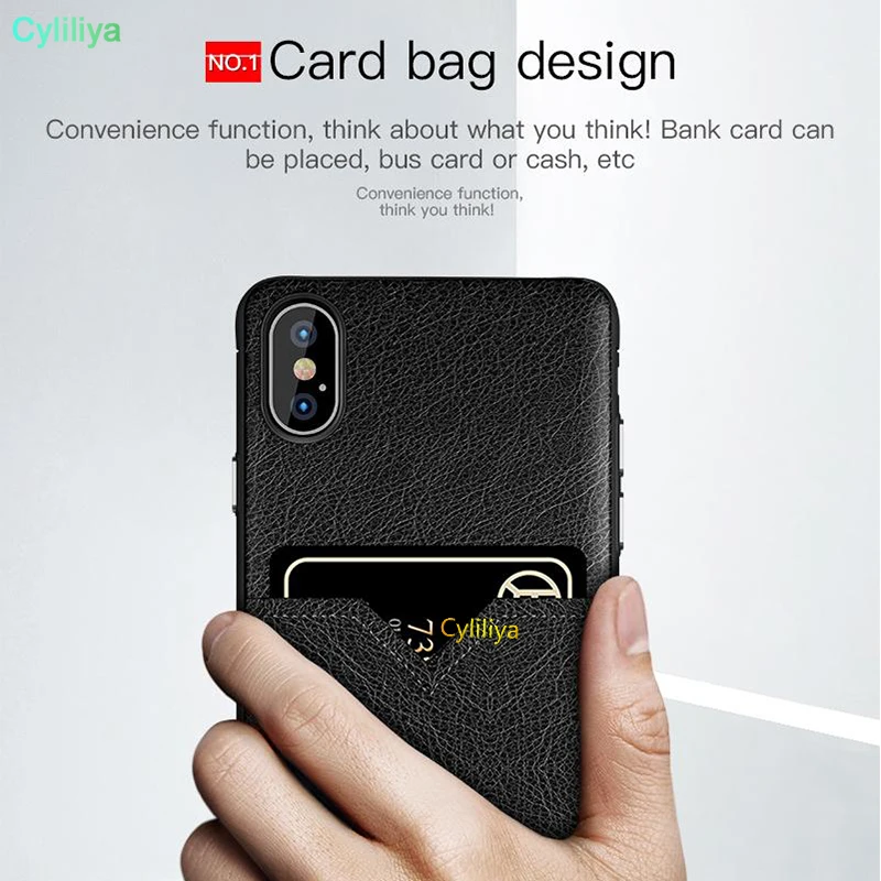 Роскошный кожаный чехол для iphone XR XS MAX X 6 S 7 8 plus, чехол для мобильного телефона, слот для кредитных карт для Samsung Galaxy S8 S9 S10 Plus