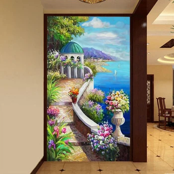 

Diy round diamond painting Landscape Villa embroidery with diamond pattern needlework picture of rhinestones Sets home decor PC8