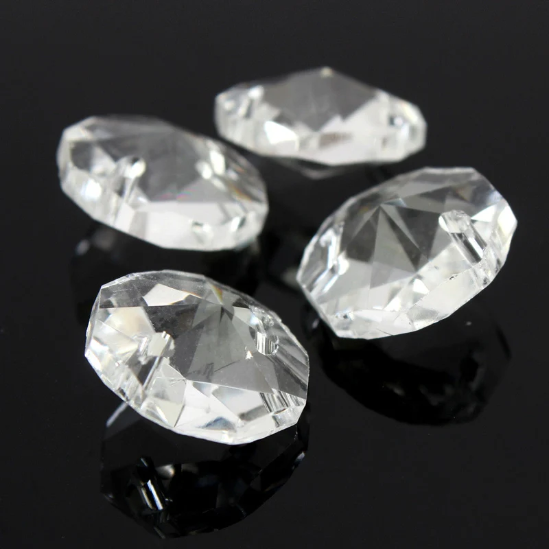 50pcs/set 14mm Crystal Beads Clear Octagonal Beads Pendant Decoration  Luster Crystal Glass Prisms Chandelier Crystal Parts