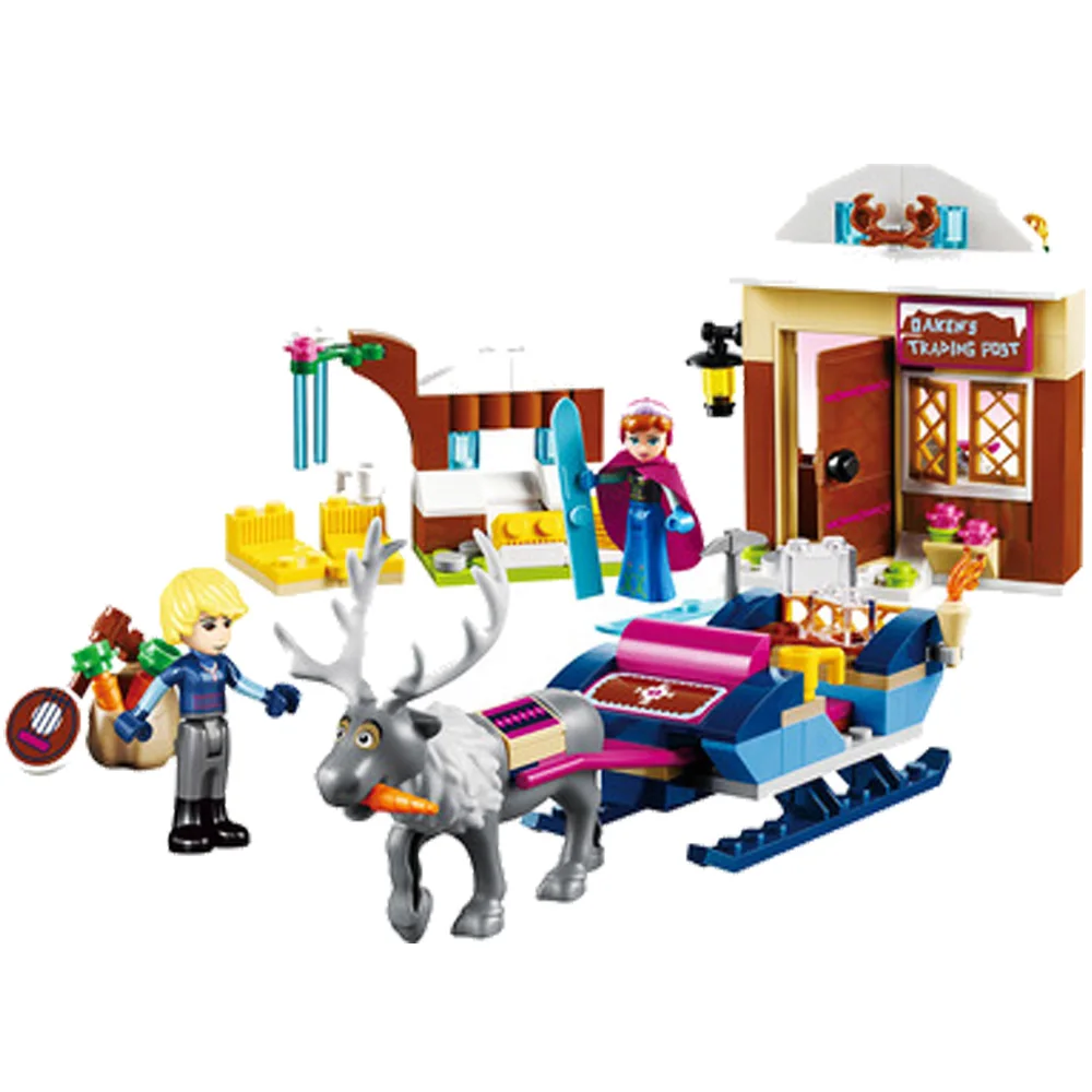 

2019 New Snow Queen Elsa Anna Kristoff Sleigh Adventure Compatible Legoings Friends 41066 Set Bricks Elsa Anna Figures Toys Gift