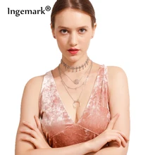 Ingemark богемные летние многослойные ожерелья с кулоном из Лунного хрусталя круглая модная цепочка для женщин массивные ювелирные изделия