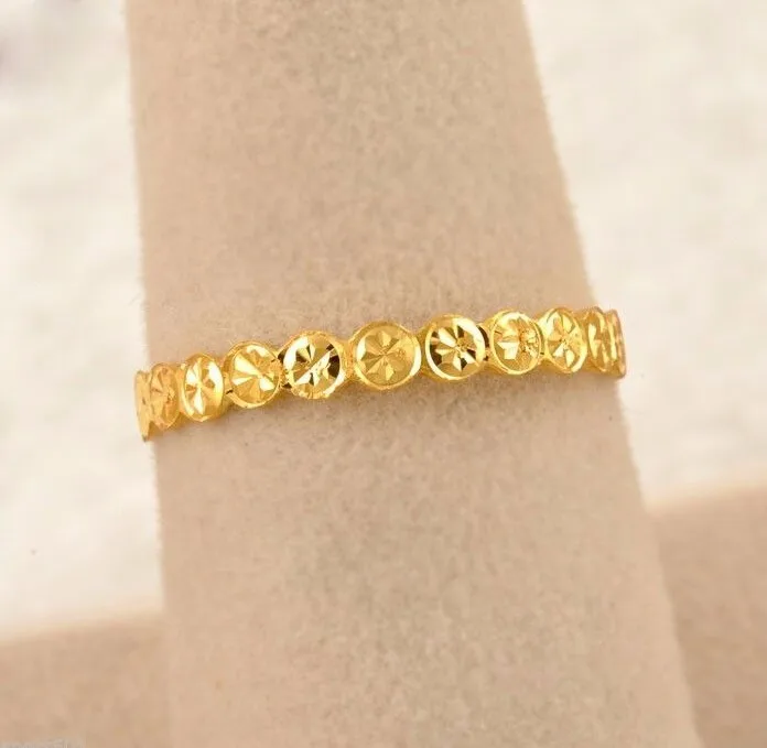 

Fashion Best Solid 999 24K Yellow Gold / Perfect Coin Design Ring / 2.5g Size 4.5