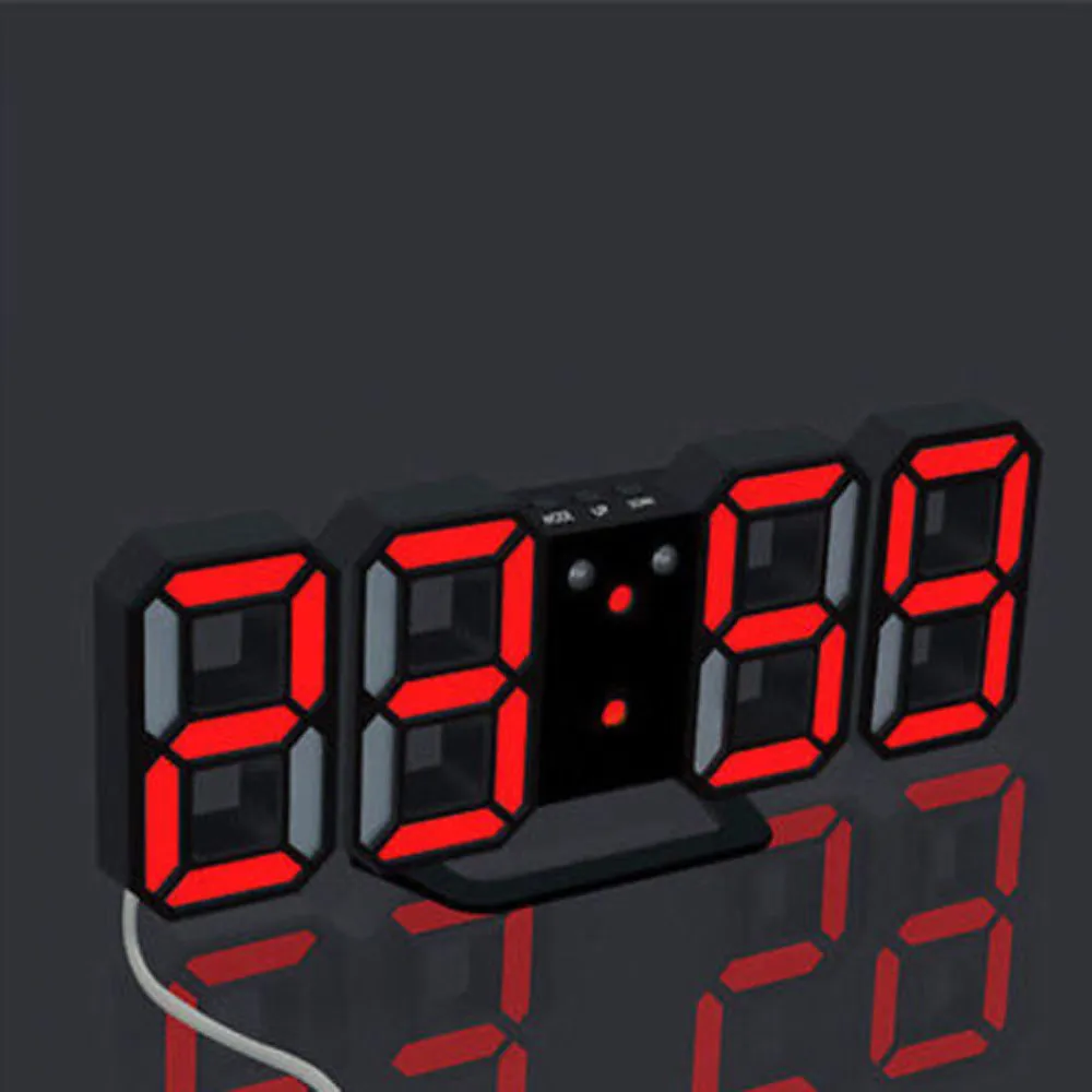 

Modern Fashion Digital LED Table Desk Night Wall Clock Alarm Watch 24 or 12 Hour Display 4Color