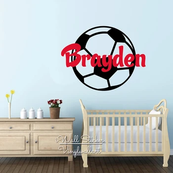 

Football Name Wall Sticker Baby Nursery Custom Name Wall Decal Kids Room Soccer Sticker Personalized Children Name Decors C76