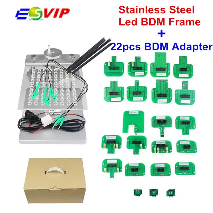 

Metal LED BDM Frame Stainless Steel 2IN1 22pcs BDM Probe Adapters ECU Programming Bracket For KESS V2 KTAG FGTECH Tuning Tool