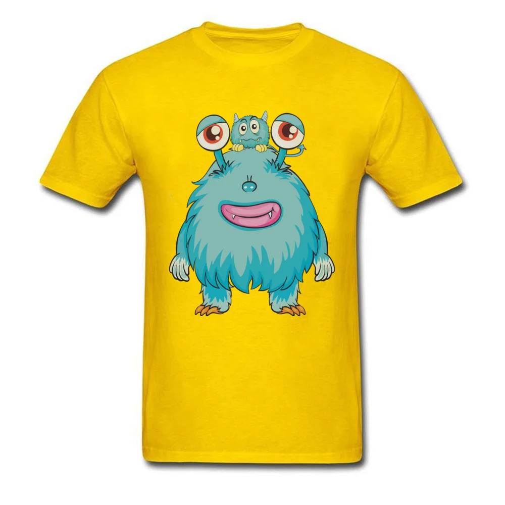 Cute Monster Tops & Tees Oversized Round Neck Custom Short Sleeve Pure Cotton Men T-shirts Street Clothing Shirt Cute Monster yellow
