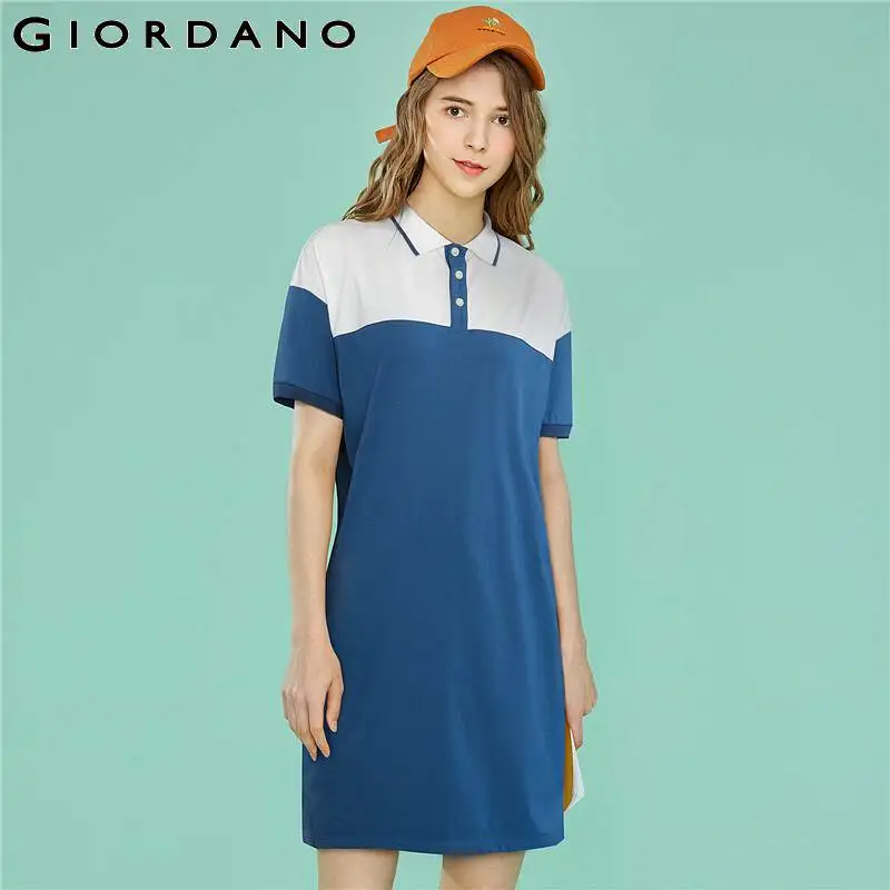 Платье поло Giordano женское эластичное хлопковое спандекс короткий рукав