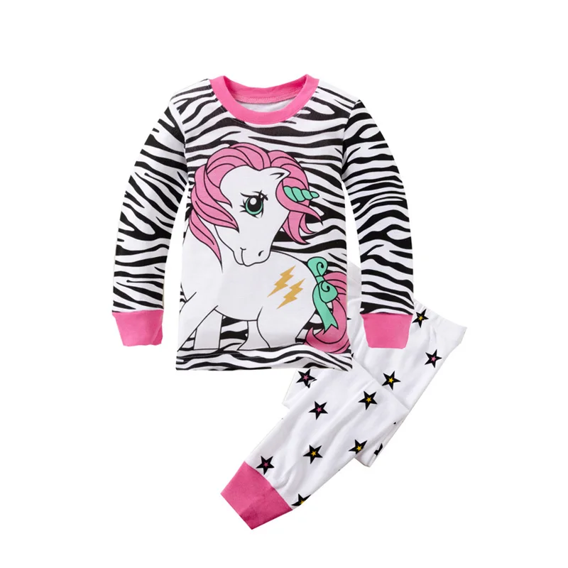 2T 8T Girls Unicorn Pajamas Sets Baby Little Pony Sleepwear Children Clothing Kids Clothes Boys