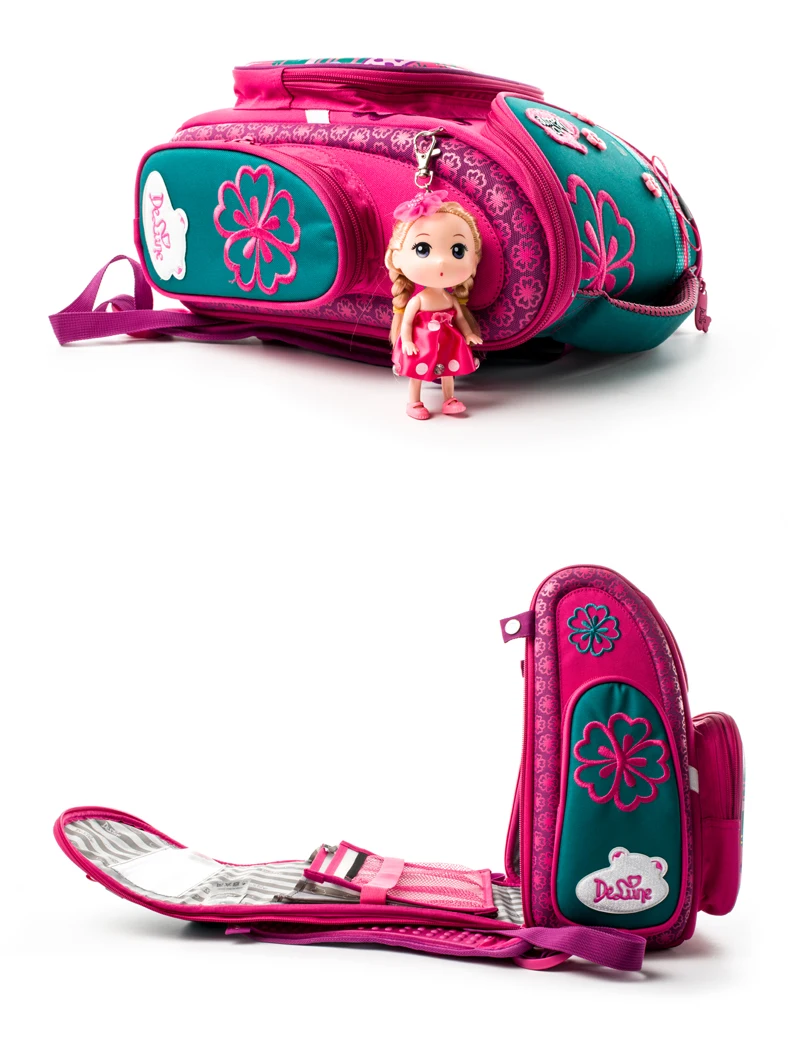 Delune, новинка, Мультяшные школьные сумки, рюкзак для девочек и мальчиков, цветочный узор, детский ортопедический рюкзак, Mochila Infantil, класс 3