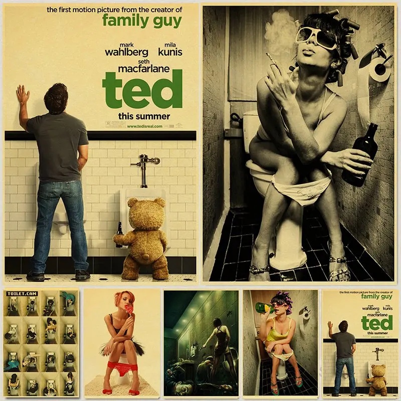 

Toilet story Art Painting Wall Retro Poster Bathroom Toilet Wall Decorative Posters Art Wall sticker