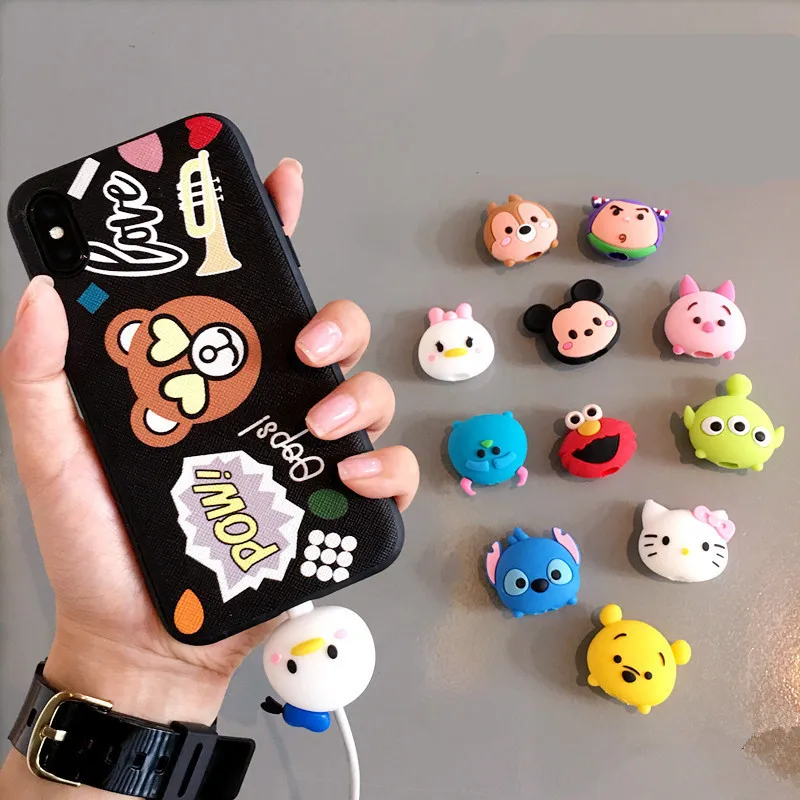 

cute The New Cartoon Animal Bite Cable Protector for iphone 5 6 7 8 X USB Data Line Protection Doll Accessory cable organizer