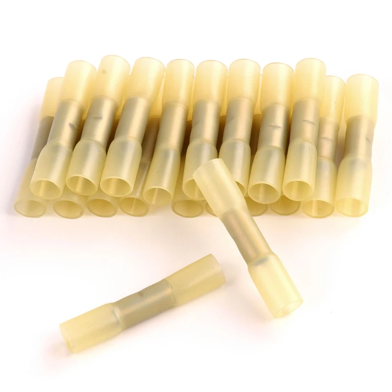 

100pcs Heat Shrink Butt Crimp Connectors Red Blue Yellow 3 Colors Insulated Electrical Wire Terminals 22-18 16-14 12-10 AWG