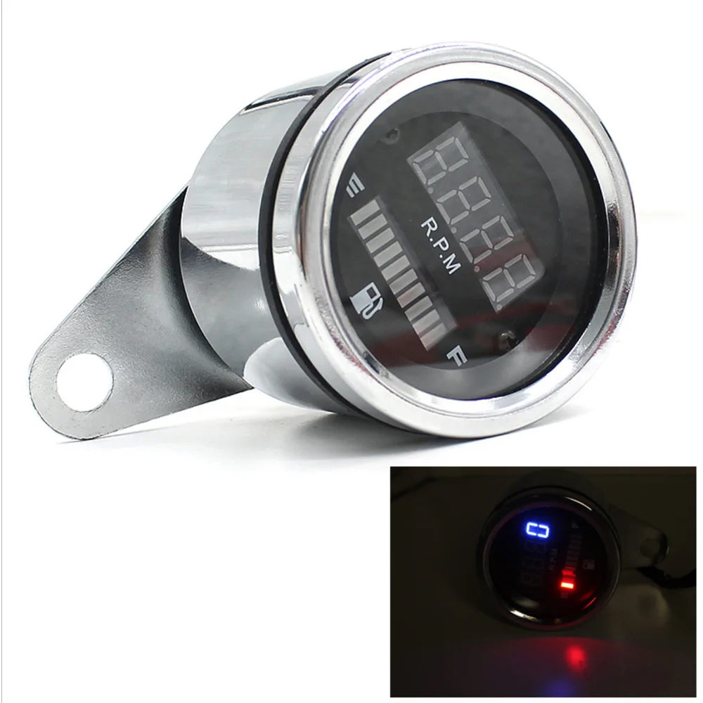 

DC 12V Motorcycle 2 in 1 Tachometer RPM Shift Meter Fuel Gauge Meter with Digital LED Indicator Motorbike Instrument