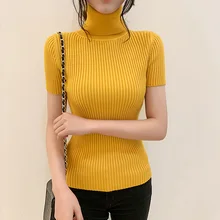 2019 Fashion Sexy Womens Short-Sleeved Sweaters Women Slim Knitted Tops Turtleneck Solid Color Pullovers Classic Tees 6 Colors 2019 Fashion Sexy Womens Short-Sleeved Sweaters Women Slim Knitted Tops Turtleneck Solid Color Pullovers Classic Tees 6 Colors