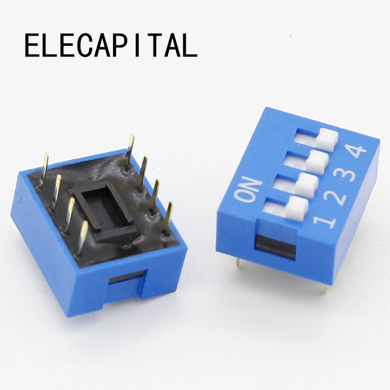IMC Hot 10 Pcs 2 Row 8 Pin 4P Positions 2 54mm Pitch DIP Switch Blue