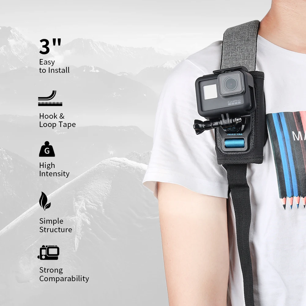 TELESIN для, универсальный быстросъемный ремень, крепление на плечо, держатель рюкзака для GoPro Hero 6 5 4 3 SJCAM eken XiaomiYI