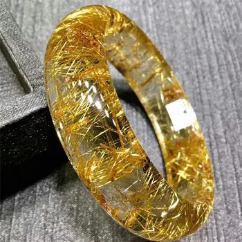 

Genuine Natural Gold Rutilated Quartz Crystal Woman Bangle AAAAA Inner Diameter 57mm