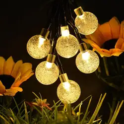 30 светодиодный солнечный гирлянда огни мяч сказочные гирлянды водонепроницаемый Солнечный сад Рождественская лампа двора патио