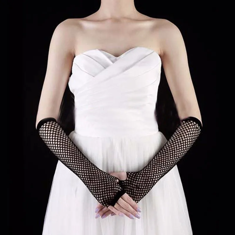 Sexy Women Lady Dance Costume Party Lace Fingerless Fishnet Gloves Mittens