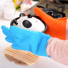 2 шт./компл. термостойкие силиконовые перчатки для готовки барбекю-прихватка Кухня пять пальцев выпечки перчатка для готовки