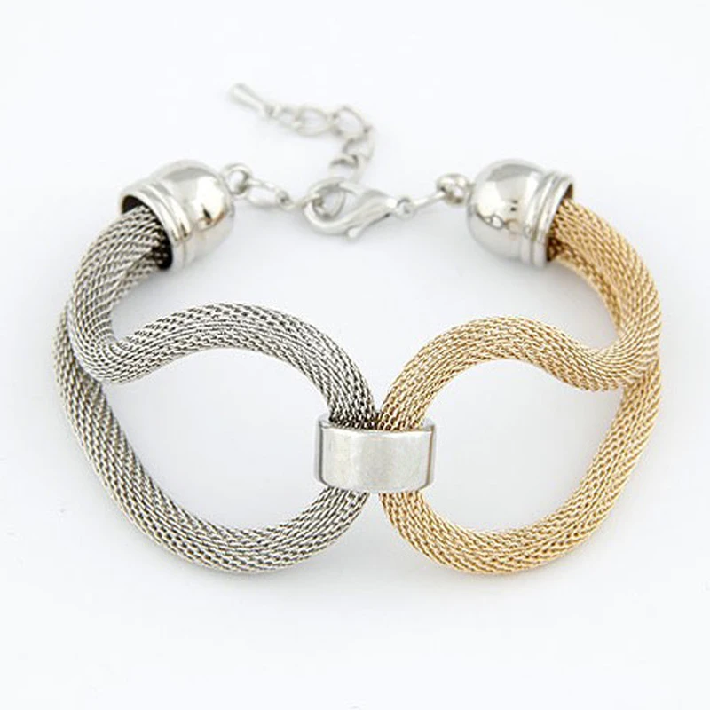 

F&U Punk Zinc Alloy Matched Colors Bracelet Grid Snake Chain Fashion Matched Color And shape Charm For Woman And Man