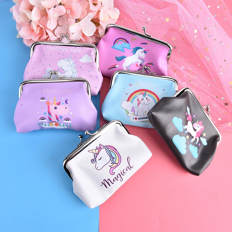 

2018 PU Leather Unicorn Coin Purse Cartoon Simple Hasp Magical Wallet Mini Snacks Change Purse Money Bag Small Pocket Brand