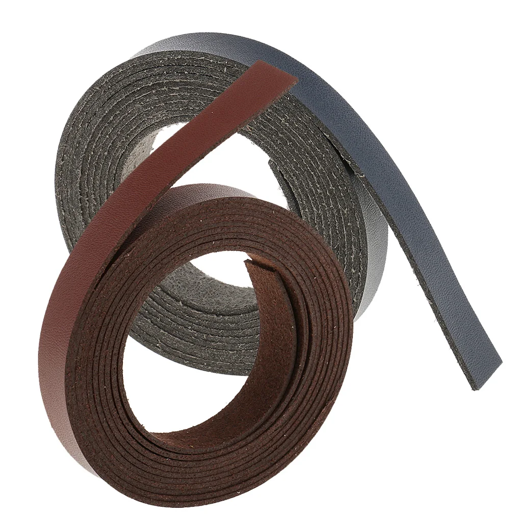 2Pcs 2 Meters PU Leather Strap Strips Leathercraft Supplies for DIY Crafts