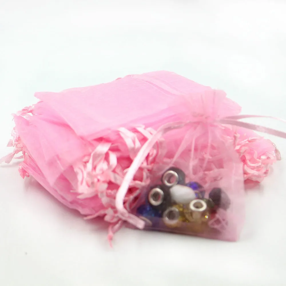 100pcs/lot Small Organza Bags 12x9cm Multi-Color Wedding Jewelry Christmas Candy Drawable Packaging Organza Gift Pouch