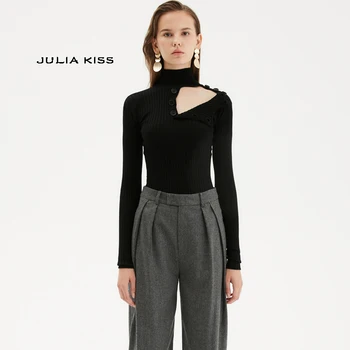 

Women Turtleneck Buttons Front Detail Sweater