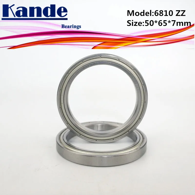 

6810ZZ 2Pcs ABEC-1 6810 ZZ 50x65x7 Thin Section Deep Groove 6810 Ball Bearing 61810 Kande Bearings