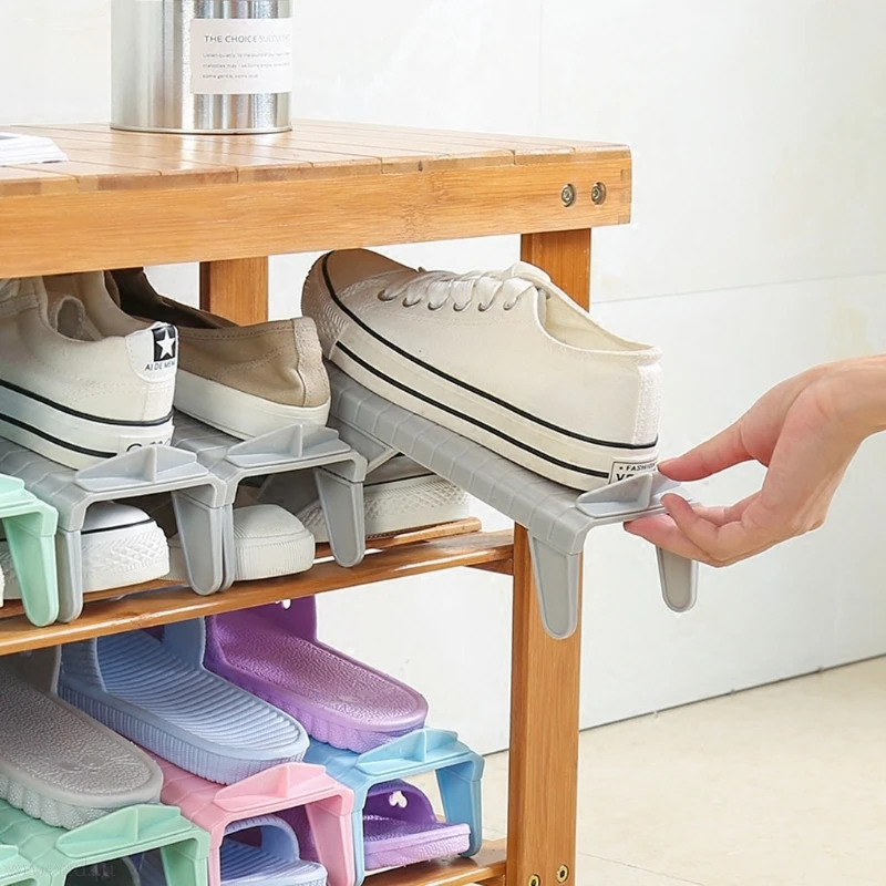 Assembly Home Shoes Base Space Saver Adjustable Height Double Layer Holder Storage Shelf
