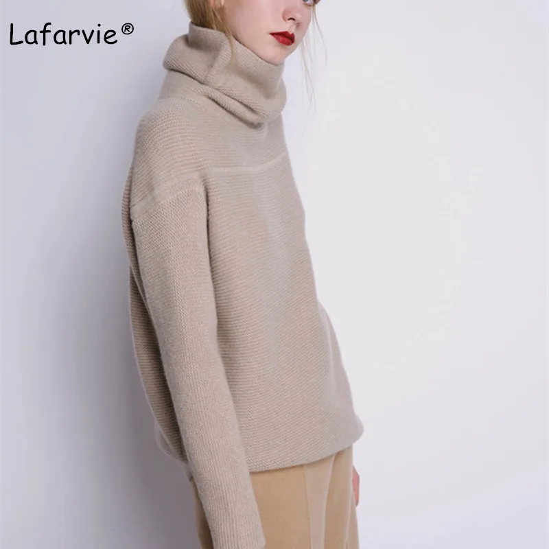 Lafarvie Loose Turtleneck Autumn Winter Sweater Women Thick Warm Pullover and Sweater Soft Long Sleeves Jumper Femme Pull 4Color