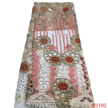

High Quality Beaded African Lace Sequins Embroidered French Lace For Dress HX2102
