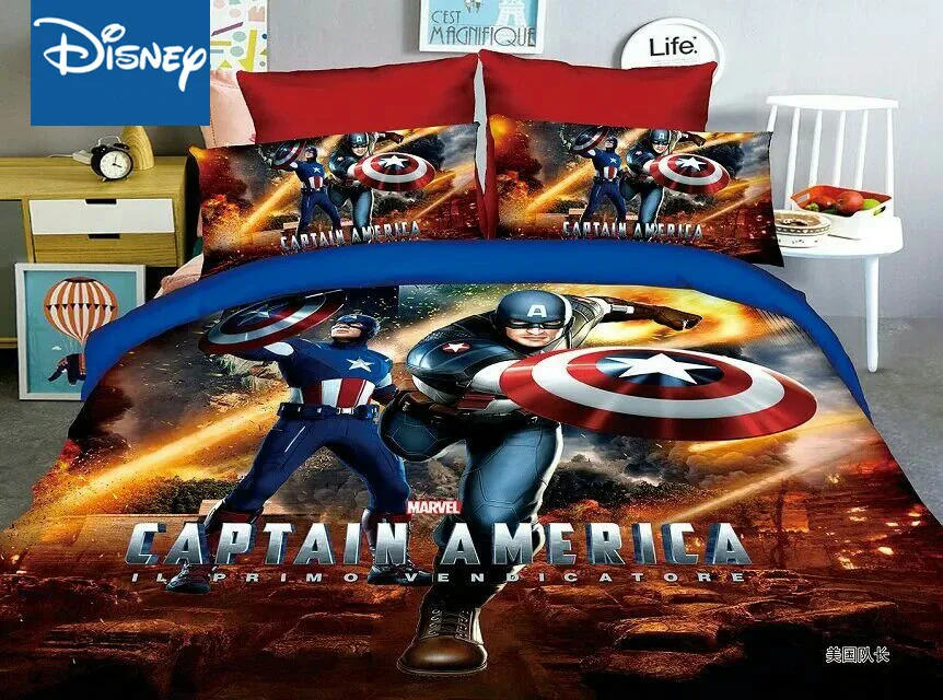 

Marvel Cheaper Bedding Set Single Size Kids's Bedroom Decoration Twin Fitted Sheet Quilt Covers 3/4pcs Promotion Captain America