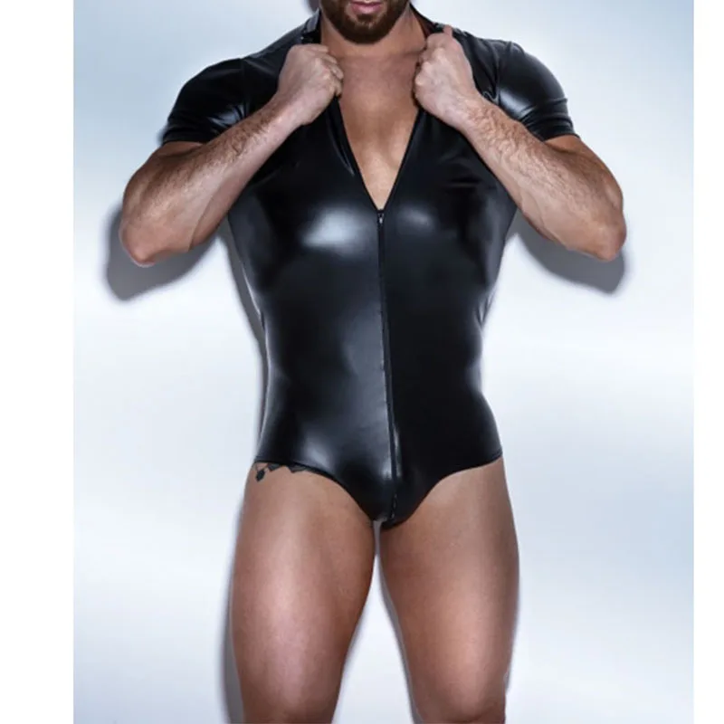 

Men's Leather Bodysuit Latex Catsuit Men Faux Leather Gay Men's Clothing Body Suit Sexy Lingerie