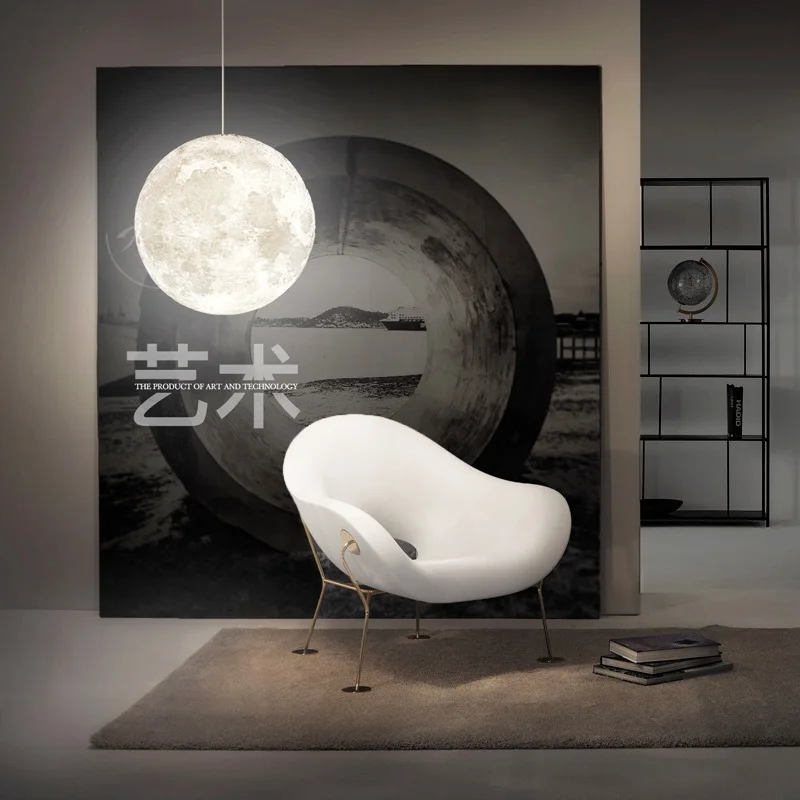  Artpad Creative Art Beautiful 3D Printing Night Light Moon Hanging Pendant Light Ball Restaurant Be - 32964571229