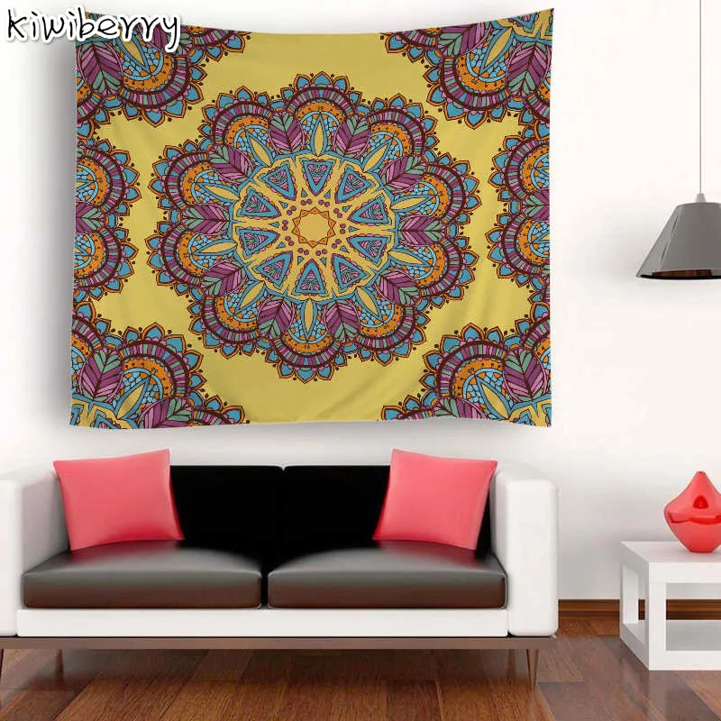 

Hippie Indian Flower Printed Decorative Macrame Wall Hanging Mandala Fabric Tapestry Bedspreads Boho Decor Beach Carpet