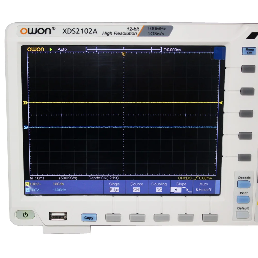 OWON XDS2102A 100 МГц 12 бит цифровой осциллограф ADC с высоким разрешением SPI/I2C/RS232/CAN