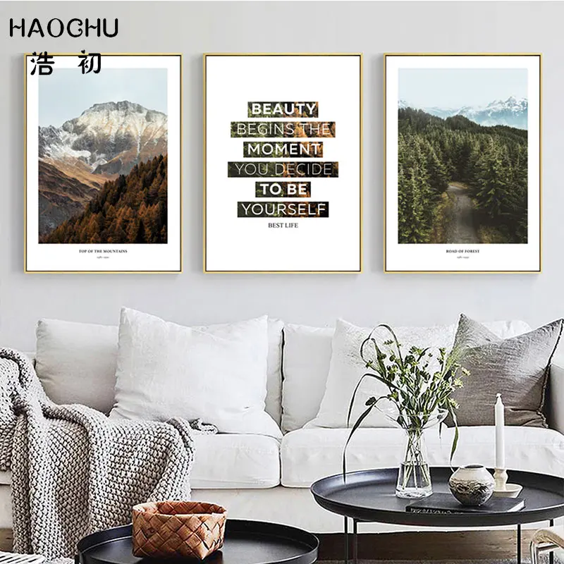 HAOCHU Top Of The Mountain To Be YourSelf вдохновляющая Художественная печать постер пейзаж Pinnacle