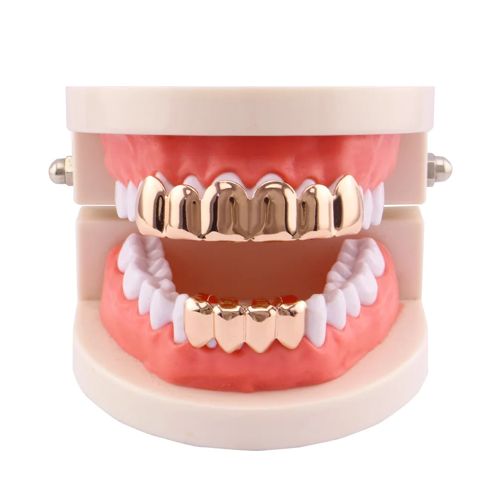 Factory Bottom Price Teeth Grillz Bijoux Hip Hop Teeth Grillz Top & Bottom Gold Color Teeth Accessory Vampire Party Body Jewelry Wholesale (7)