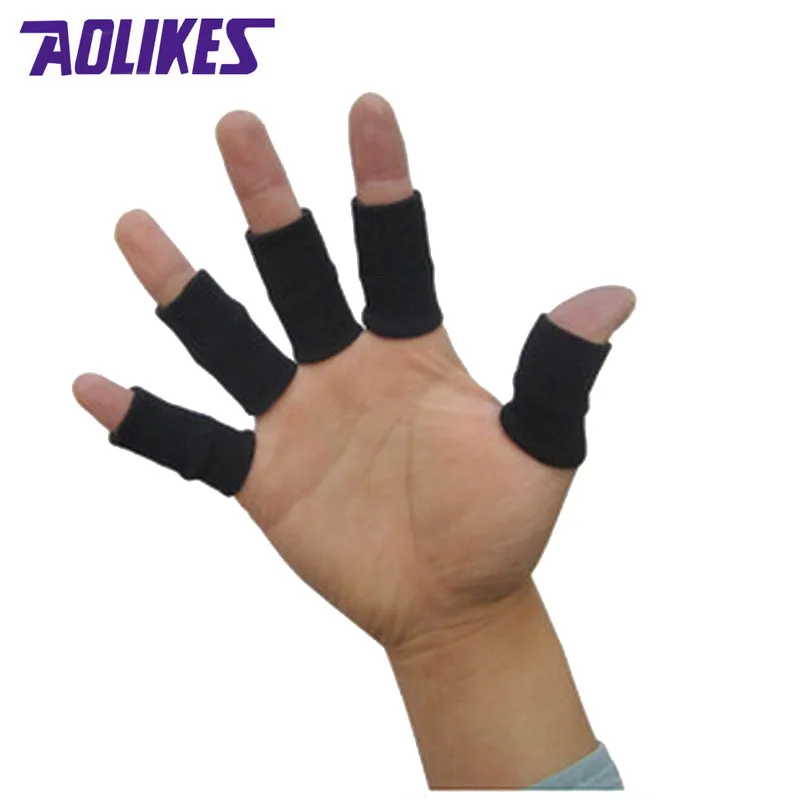 10 Pcs Elastic Nylon Finger Sleeves Basketball Men Women Sports Safety Thumb Brace Protector For Volleyball Badminton Fitness